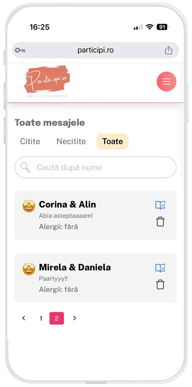 Telefon invitație confirmări